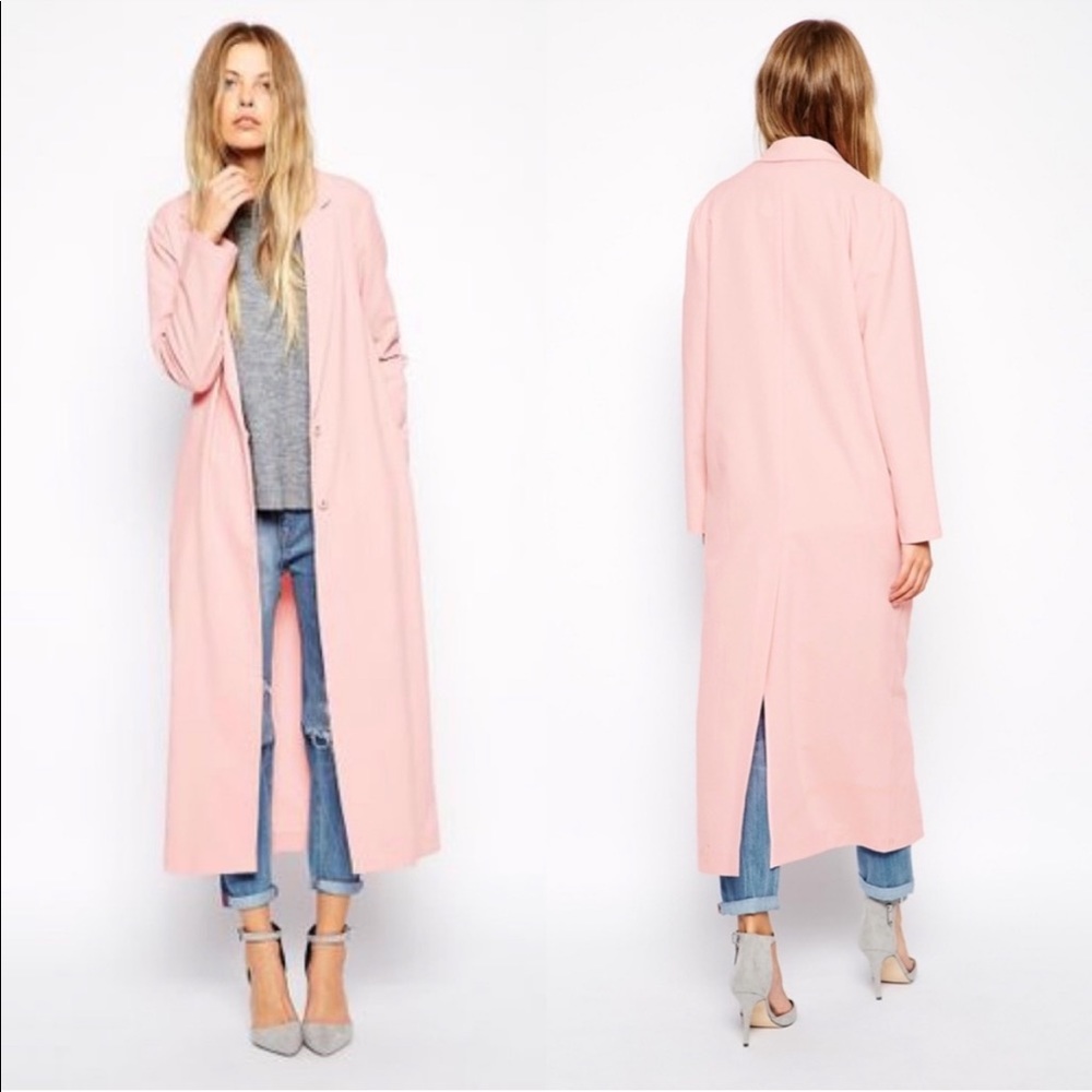 ASOS Light Pink Crepe Full Length Maxi Duster Jacket Size US 6